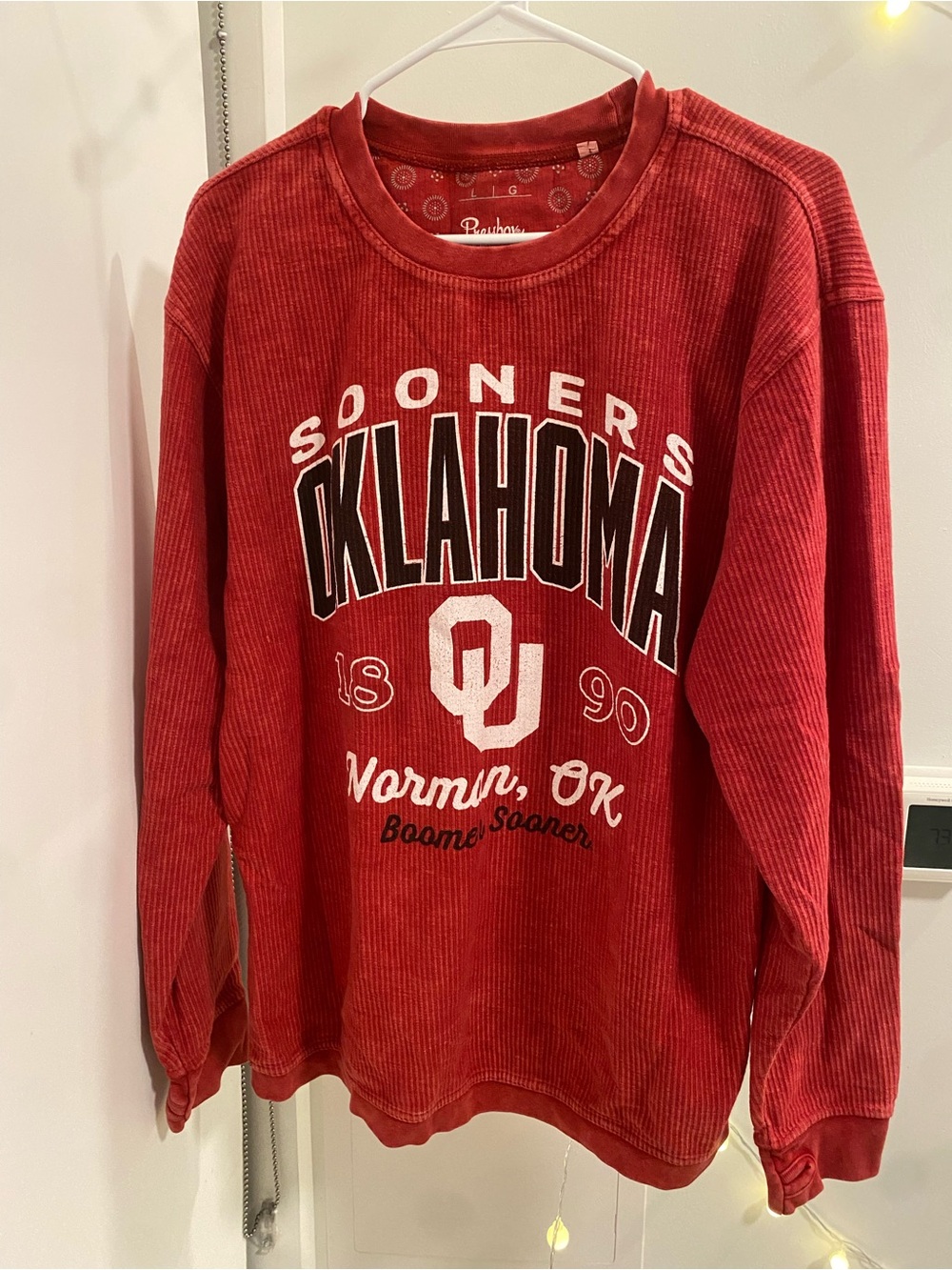 Vintage Oklahoma Sooners Thermal Long Sleeve Shirt Mens Large Pressbox Cotton OU